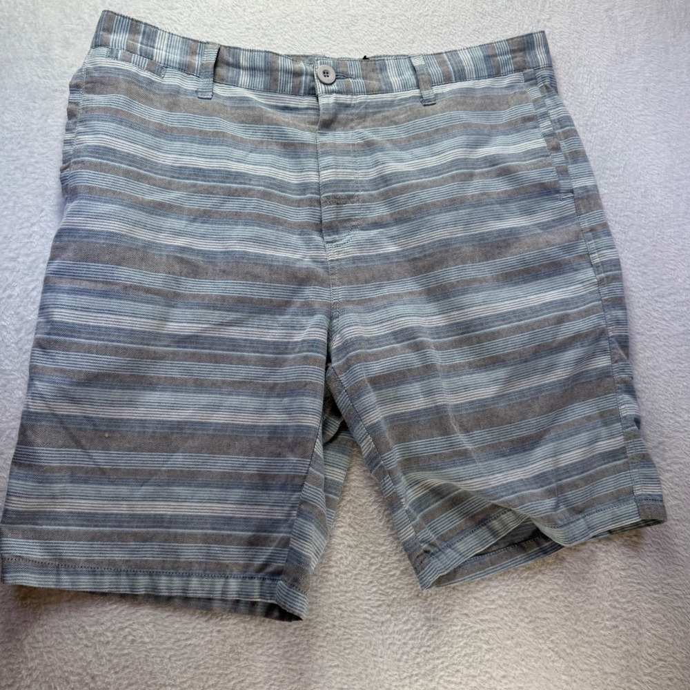 Public Opinion Mens Shorts Size 36 Blue Gray Striped Casual Chino